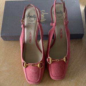 Rangoni Pink Slingback Heels with Gold Accents